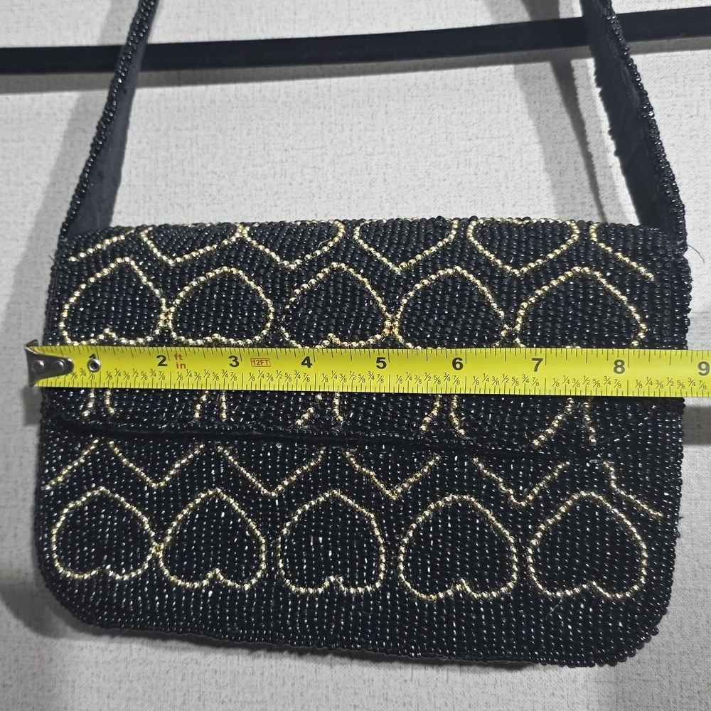 Studio Black and Gold Heart Pattern Shoulder Bag - Picture 3 of 8